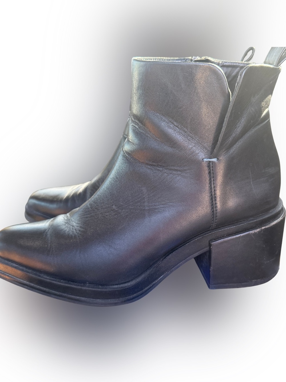 Franco Sarto Dalden Black Leather Ankle Booties